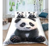 Cute panda babycopripiumino ultra microfibra 3 Pezzi stampa 3D con cerniera Cartoon animal illust Set Di Copripiumino incluso federe per cuscini aiosa for bambini e adolescenti Super king（260x220cm）