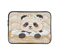 Cute Panda Bathing Beige 15 - 16 Pollici Trapuntato Laptop Sleeve Custodia Morbida Notebook Protector Bag Computer Carry Case