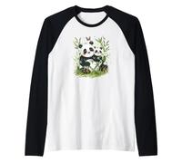 Cute Panda Bear Baby Panda OSO Maglia con Maniche Raglan