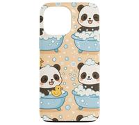 Cute Panda Cartoon Bubble Bath Kawaii Animal Art Custodia per iPhone 13 Pro Max