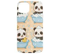 Cute Panda Cartoon Bubble Bath Kawaii Animal Art Custodia per iPhone 15 Plus