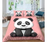 Cute panda cartoonSet Di Copripiumino ultra microfibra 3 Pezzi stampa di 3D cerniera nascosta Kids illust copripiumino con federa soffice ultra morbido e traspirante for bambini Super king（260x220cm）