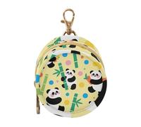 Cute Panda Colorato Polka Dot Giallo Verde Baby Boy Ciuccio Custodia con Cerniera e Clip Portachiavi Portafoglio, Neutro Articoli Per Bambini