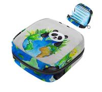Cute Panda con Earth First Period Kit per ragazze, salvaslip tampone, borsa mestruale, supporto per assorbenti con cerniera, organizer per tovaglioli sanitari