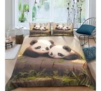 Cute panda cubsSet Di Copripiumino ultra Set di 3 Pezzi stampa di 3D con cerniera Cartoon illust copripiumino incluso federe aiosa ultra morbido e traspirante for bambini Super king（260x220cm）