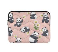 Cute Panda - Custodia sottile per computer portatile, colore: Rosa | Custodia trapuntata per laptop con fodera interna delicata e controllo della vestibilità per tutto il dispositivo, taglia L