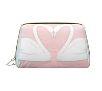 Cute Panda e Bradipo Pelle Lavabile Trucco Borsa per le Donne, Viaggio Cosmetici Borse, Portatile Cerniera Astuccio Organizer Pouch, Coppia Cigni, Taglia unica