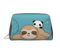 Cute Panda e Bradipo Pelle Lavabile Trucco Borsa per le Donne, Viaggio Cosmetici Borse, Portatile Cerniera Astuccio Organizer Pouch, Grazioso panda e bradipo, Taglia unica