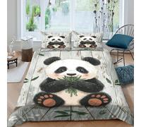 Cute panda eatingcopripiumino microfibra 3 Pezzi stampa 3D con cerniera Cartoon animal illust Set Di Copripiumino incluso federe per cuscini aiosa for bambini e adolescenti Super king（260x220cm）