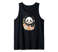 Cute Panda Love Flower Animal Black And White Bear Canotta