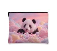 Cute Panda Makeup Bag, Cotton Candy Fantasy Borse da viaggio cosmetici per le donne, piccola borsa portatile in tela con cerniera, regalo per feste per la cura della pelle borsa da toilette organizer