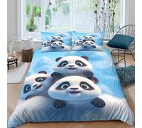 Cute panda trioSet Di Copripiumino microfibra morbida 3 pezzi motivo 3D cerniera nascosta Cartoon style fluffy copripiumino con federe traspirante ultra morbido for ragazze Super king（260x220cm）