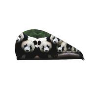 Cute Pandas Cuffia da bagno per donna, Cuffia per capelli asciutti in velluto corallo Asciugamani assorbenti ad asciugatura rapida