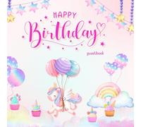Cute Pastel Birthday Guest Book for Girls - Unicorn Party Memories. 8.5 x 8.5 inches. 100 pages. Great as a birthday present or party table decoration.