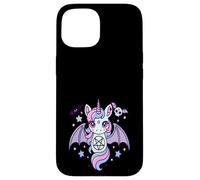 Cute Pastel Goth Unicorn With Bat Kawaii Creepy Aesthetic Custodia per iPhone 15