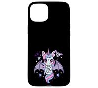 Cute Pastel Goth Unicorn With Bat Kawaii Creepy Aesthetic Custodia per iPhone 15 Plus