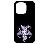 Cute Pastel Goth Unicorn With Bat Kawaii Creepy Aesthetic Custodia per iPhone 15 Pro