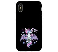 Cute Pastel Goth Unicorn With Bat Kawaii Creepy Aesthetic Custodia per iPhone X/XS