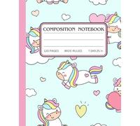 Cute Pastel Unicorn Composition Notebook: Wide-Ruled Writing Journal 7.5x9.25", 120 Pages, Aesthetic Floral Notebook for School, Work, or Personal Use