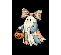 Cute Patchwork Ghost Halloween Notebook for Kids Adults: Perfect for note-taking, planning, work, travel, idea jotting, habit tracking, 120 Pages, Medium 6 x 9 Inches