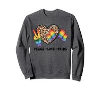 Cute Peace Love Pride LGBT - Mese dell'orgoglio LGBTQ con cuore leopardato Felpa