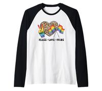 Cute Peace Love Pride LGBT - Mese dell'orgoglio LGBTQ con cuore leopardato Maglia con Maniche Raglan