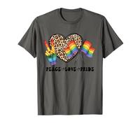 Cute Peace Love Pride LGBT - Mese dell'orgoglio LGBTQ con cuore leopardato Maglietta