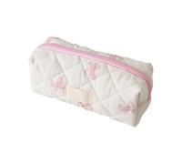 Cute Pencil Case Aesthetic, Bow Pattern Stationery Bag, Cosmetic Organizer, Portable Case, Toiletry Makeup Pouch for College Student, School Supplies, Travel, Offices Desk Storage