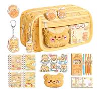 Cute Pencil Case, Bear Themed Large Capacity Stationery Organizer, Student Pencil Pouch, Durable Zipper Bag for Students Boys Girls Classroom Home Study Travel Back to School Season Birthday Christmas