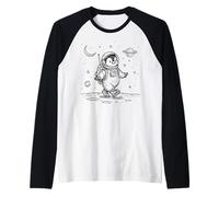 Cute Penguin Astronauta Lunar Explorer Cosmic Adventure Maglia con Maniche Raglan