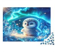 Cute Penguin Baby 1000Pc for Adults Gifts: Glowing Owl in Magical Forest Educational Game Challenge & Brainteasing Activity 52x38cm/1000pcs