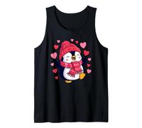 Cute Penguin Beanie Love Hearts Sciarpa San Valentino Canotta