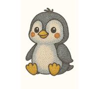 Cute Penguin: Daily planner featuring a charming embroidered penguin - perfect for fun planning and winter-themed vibes.