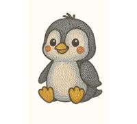 Cute Penguin: Daily planner featuring a charming embroidered penguin - perfect for fun planning and winter-themed vibes.
