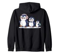 Cute Penguin Family Walking Winter Cartoon Felpa con Cappuccio