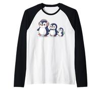 Cute Penguin Family Walking Winter Cartoon Maglia con Maniche Raglan