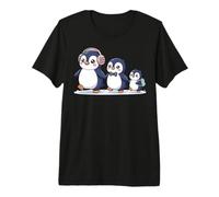 Cute Penguin Family Walking Winter Cartoon Maglietta Premium
