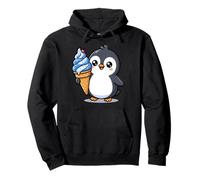 Cute Penguin Holding Ice Cream Cone Cartoon Felpa con Cappuccio