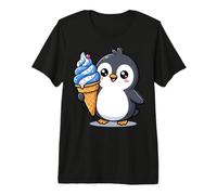 Cute Penguin Holding Ice Cream Cone Cartoon Maglietta Premium