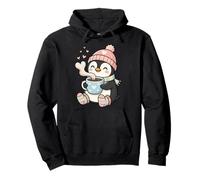 Cute Penguin Hot Cocoa Winter Beanie Scarf Socks Felpa con Cappuccio
