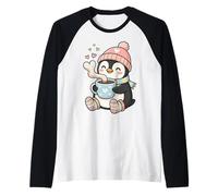 Cute Penguin Hot Cocoa Winter Beanie Scarf Socks Maglia con Maniche Raglan
