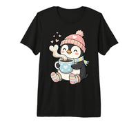 Cute Penguin Hot Cocoa Winter Beanie Scarf Socks Maglietta Premium