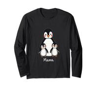 Cute Penguin Mama con Baby Penguins Maglia a Manica