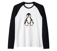 Cute Penguin Mama con Baby Penguins Maglia con Maniche Raglan
