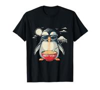 Cute Penguin Mangiare Ramen Monte Fuji Occhiali Da Sole Ramen Lover Maglietta