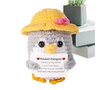 Cute Penguin Pocket Hug Doll, Mini Positive Message Toy, Animal Plush Keepsake Gift, Uplifting Sentiment Card, for Kids, Adults, Family, Friends, reassuring Token