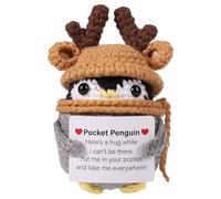 Cute Penguin Pocket Hug Doll, Mini Positive Message Toy, Animal Plush Keepsake Gift, Uplifting Sentiment Card, for Kids, Adults, Family, Friends, reassuring Token