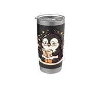 Cute Penguin Reading Book Lover Art Bicchiere termico in acciaio inox doppia parete