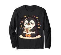 Cute Penguin Reading Book Lover Art Maglia a Manica