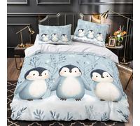 Cute Penguins Set Di Copripiumino microfibra traspirante 3 Pezzi stampa 3D con federa winter Set Di Copripiumino con federa soffice ultra morbido e traspirante for adulti Super king（260x220cm）